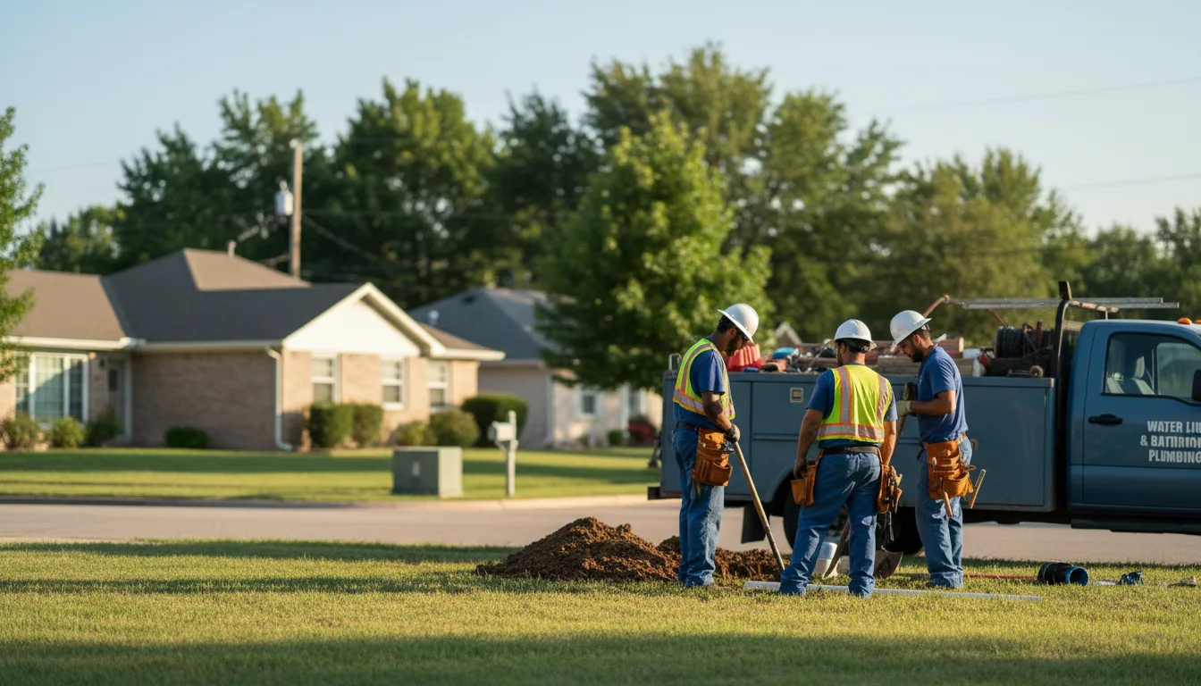 Residential water line and bathroom plumbing service in Mounds, OK